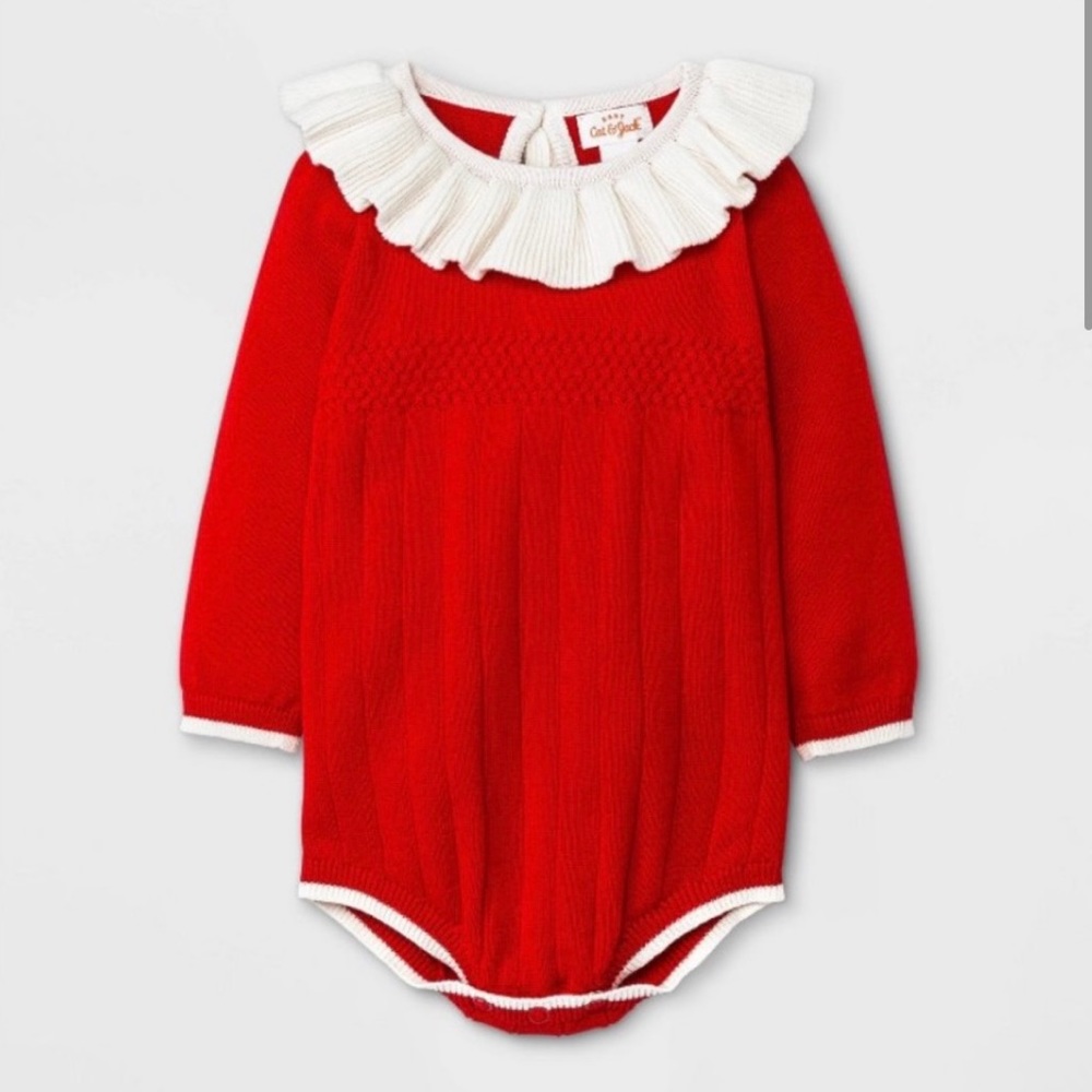 NWT Cat & Jack Red Knit Romper